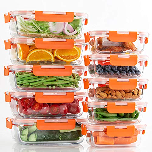 [10-Pack] Glass Food Storage Containers