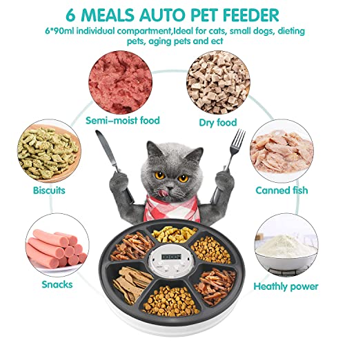 6 Meals Pet Wet Food Dispenser w/ Programmable Timer Portion Control