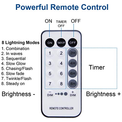 304 LED Curtain String Lights, 9.8 x 9.8 ft, 8 Modes Plug in w/ Remote