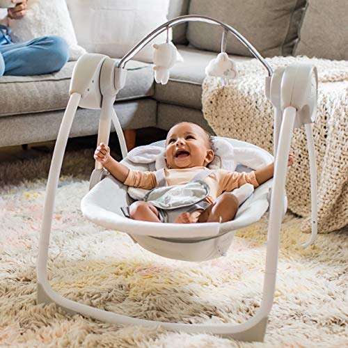 6-Speed Compact Portable Baby Swing w/ Music & Bar, Folds for Easy Travel