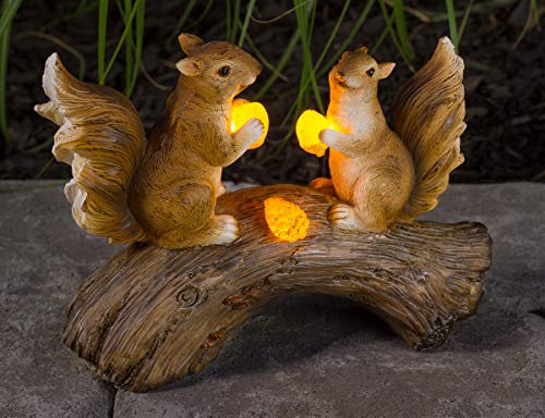 Squirrels on a Log Solar Powered Outdoor LED Garden Light