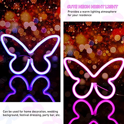 2 Pcs Butterfly Neon Signs 3-AA Battery Powered,USB Operated Wall Decor