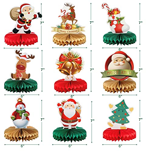 9 Pcs Christmas Table Decorations, Honeycomb Christmas Centerpieces Holiday Decor