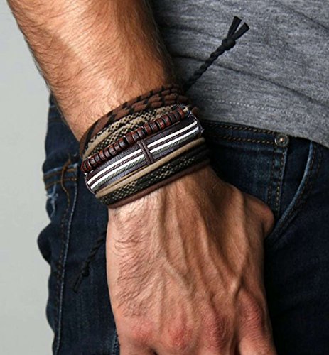 24 Pcs adjustable Woven Leather Bracelet for Men/Women