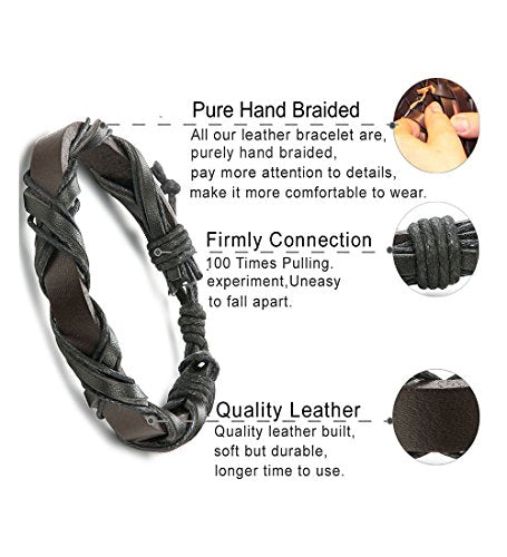 24 Pcs adjustable Woven Leather Bracelet for Men/Women