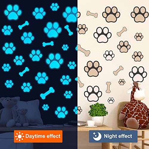 Dog Paw Print Stickers Glow in The Dark Wall Decoration