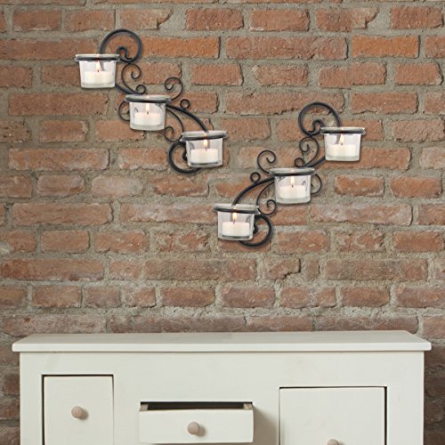 Decorative Black  Tea Light Candle Holder Hanging Wall Scone Decor