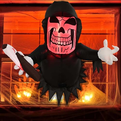 Halloween Inflatables Decoration White Ghost Coming Out of The Window/Tree, Blow Up Spooky Ghost