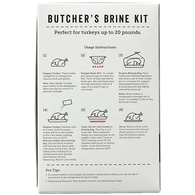 Kinders Brine Kit, Buttery Poultry Blend With Butcher's Brine Mix | 11.25 oz., For Turkeys Up To 20 Pounds