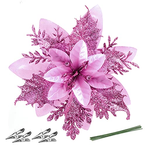 12Pcs Poinsettia Artificial Flowers for Christmas Ornaments