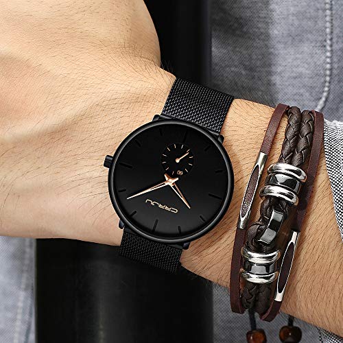 Ultra Thin Wrist Watches for Men Fashion Classic Waterproof Stainless Steel Band