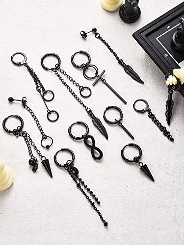 12 Pieces Hoop Dangle Earrings For Men