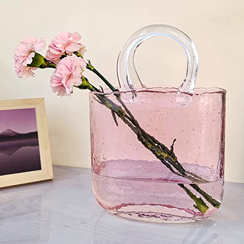 Vase for Flowers Clear Glass Bag Vase Unique Flower Vase Decorative Fish Bowl Handbag Cute Vase Bubble