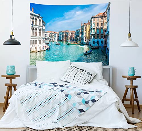 Venice Italy Tapestry Gondola Near Rialto Bridge on Grand Canal Street Venice Tapestry Wall Decoration