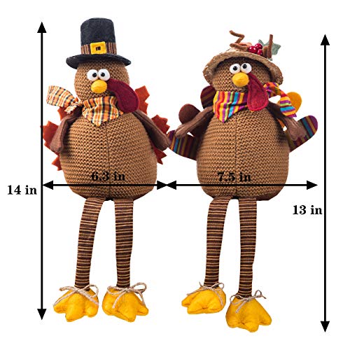 2 Pack Stuffed Turkey Couple Doll Thanksgiving Decoration