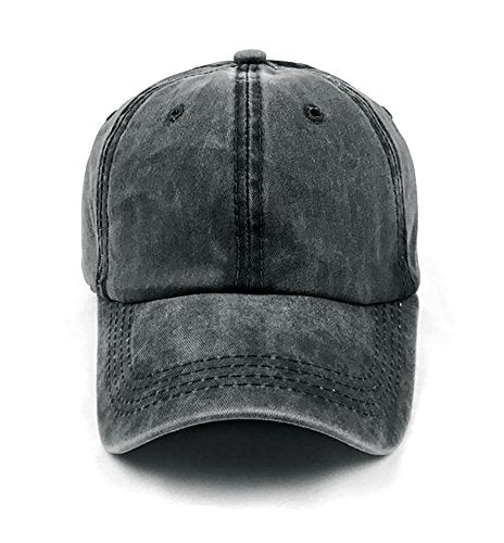 Unisex Baseball Cap Adjustable Washed Dyed Cotton Ball Hat (One Size)