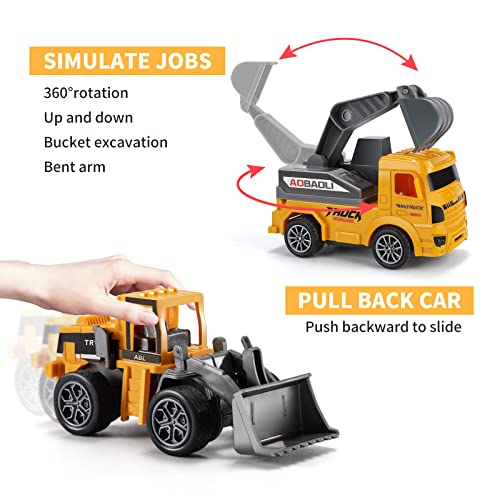 60PCS Kids Engineering Trucks Vehicle w/ Tractor, Crane, Dump, Excavator & Map