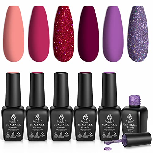 Gel Nail Polish Kit- 6 Colors 7.3ml Each Bottle, Nail Art Box