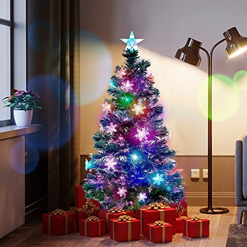 Pre-Lit Optical Fiber Christmas Artificial Tree w/ LED RGB Color Changing Lights