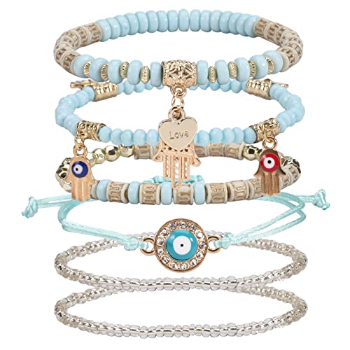 6 Set Bohemian Stretch Bracelets for Women