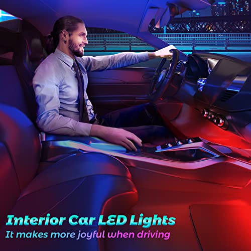 Car Led Lights Interior 4 Pcs 48 Led Strip Light For Car w/ USB Port APP Control