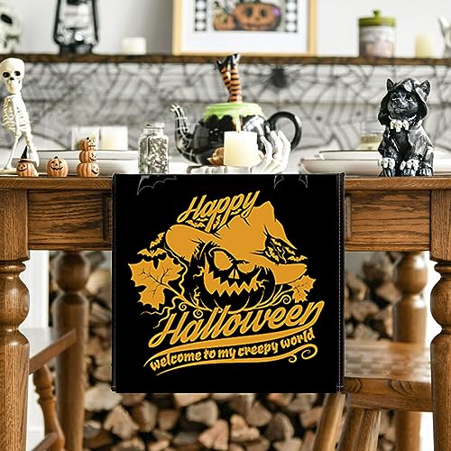 Halloween Table Runner, Hocus Pocus Burlap Halloween Runners Holiday Home Kitchen Dining Table