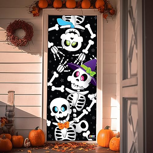 3D Design Scary Skeleton Door Cover for Halloween Skeleton Door, Window and Wall Cover