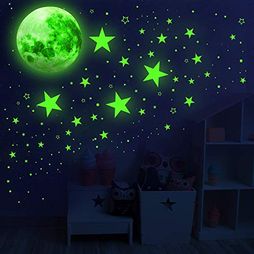 1108 Pcs Glow in The Dark Stars & Moon Wall Decal