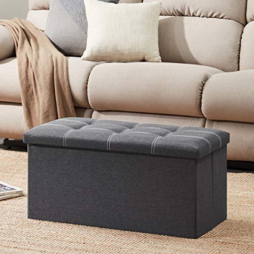 30 inches Storage Ottoman Bench, Foldable Footrest Shoe Bench w/ 80L Storage Space, Support 350lbs