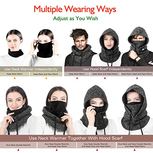 Balaclava Hood Scarf+Neck Warmer Suit for Men &  Women