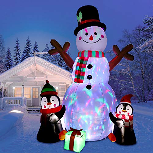 6ft Christmas Inflatables Snowman & Penguin w/ LEDs