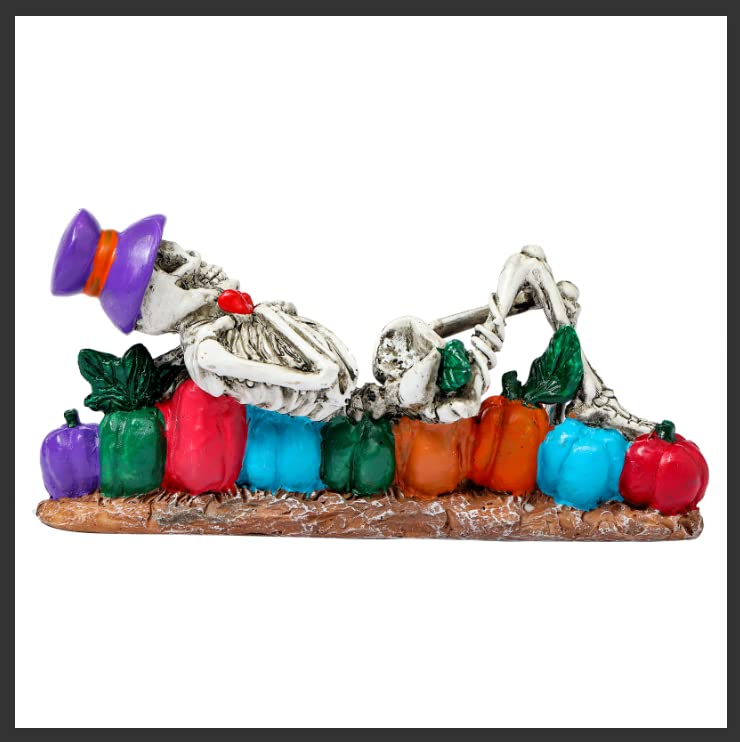 Halloween Skeleton Figurines with Letters Pumpkin Day of The Dead Table Décor Small Statues