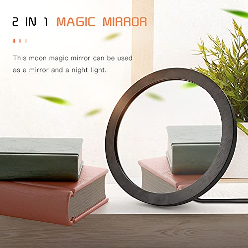 Round Wall Mirror w/ 3 Brightness LED Lights & 3 Effect Mode, Standing or Wall-Mounted