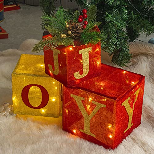 Set of 3 Christmas Lighted Gift Boxes Decoration