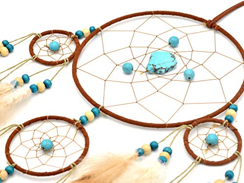 Large Traditional Dream Catchers w/Turquoise Hippie Witchy Room Decoration 23"