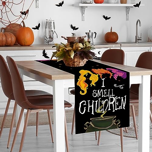 Pumpkins Cat Halloween Table Runner Trick Or Treat Kitchen Dining Table Decoration for Outdoor