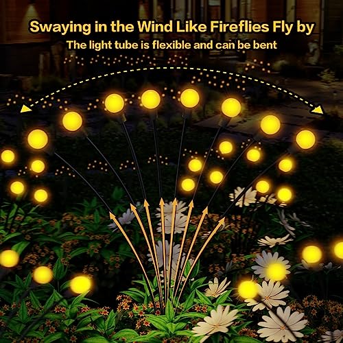 16LED Wind Dance Green Swaying Firefly Lights with Halloween  Outdoor Waterproof Solar Garden Lights