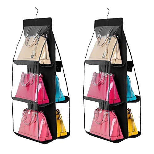 2 Pcs 6 Pockets Hanging Purse Handbag Organizer