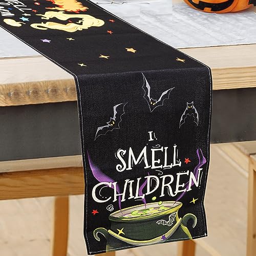 Halloween Table Runner, Hocus Pocus Burlap Halloween Runners Holiday Home Kitchen Dining Table