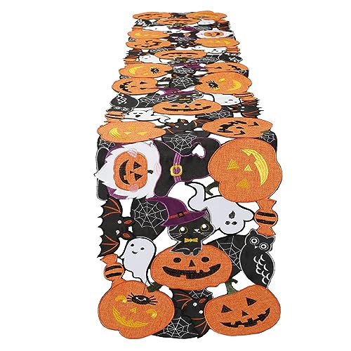 Embroidered Black Round Placemats 15 Inches, Thanksgiving Fall Pumpkins Table Decorations