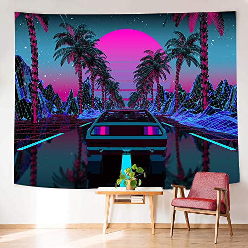 Urban Street Scene -Cars Palm Trees Sunset Tapestry