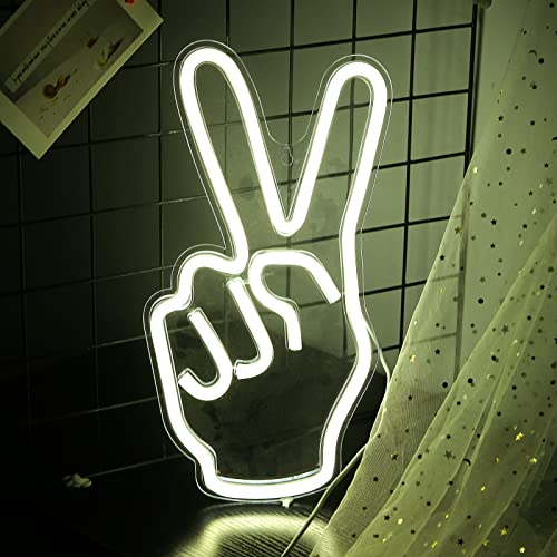 Peace Hand Neon Signs for Wall Decoration 14.4 x 7.08 inch