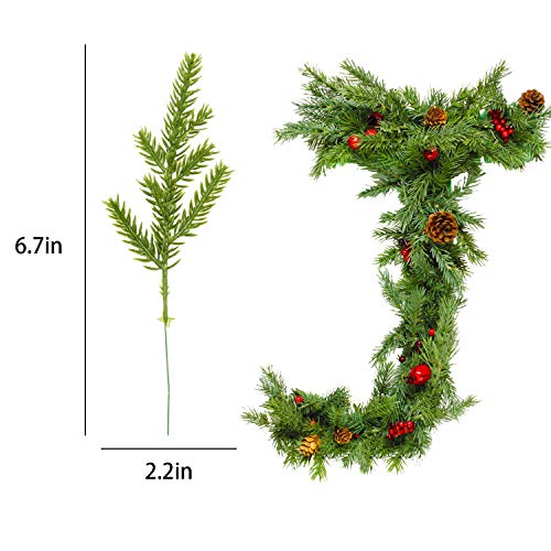 60 Packs Artificial Pine Needles Branches Garland-6.7x2.0 Inches