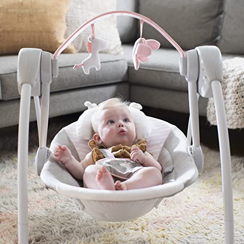 6-Speed Compact Portable Baby Swing w/ Music & Bar, Folds for Easy Travel