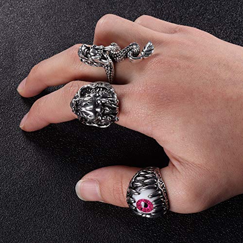 6 Pieces Gothic Vintage Punk Rings for Men Women