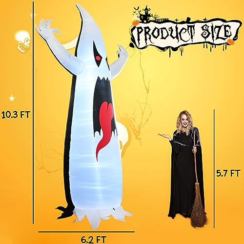 Halloween Inflatables Grim Reaper, Spooky Ghost with Sounder Outdoor Decorations, Double-Sided Design