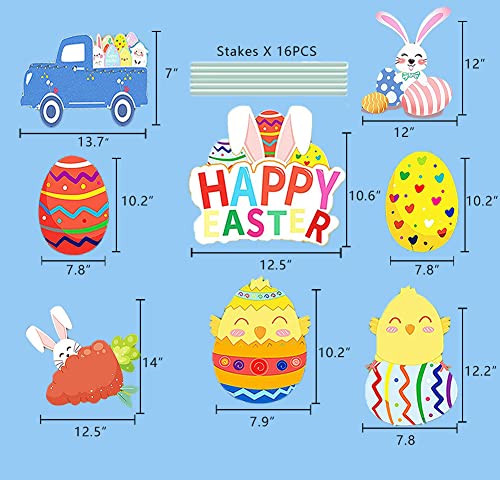 8Pcs Easter Yard Signs Decorations