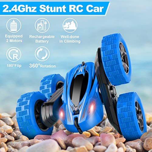 RC Cars 2.4GHz Fast Stunt RC Car, 4WD Double Sided 360° Rotating w/ Headlights