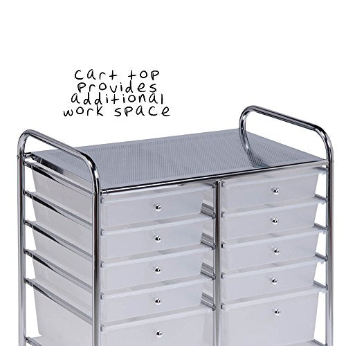 Rolling Storage Cart & Organizer w/ 12 Plastic Drawers