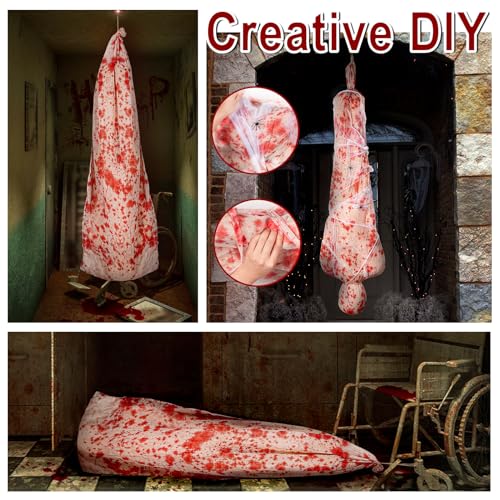 Bloody Halloween Decorations Hanging Indoor Outdoor Creepy Decor Cocoon Corpseprop for Haunted House